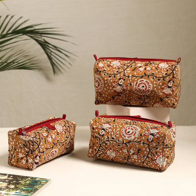 Brown - Handmade Cotton Toiletry Bags (Set of 3) 115