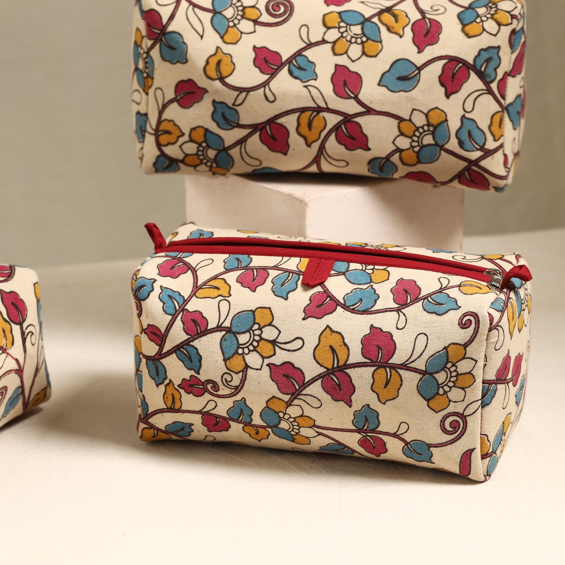 Beige - Handmade Cotton Toiletry Bags (Set of 3) 119