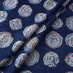 Blue - Bindaas Block Printed Natural Dyed Cotton Fabric 05