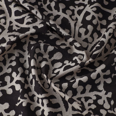 Black - Bindaas Natural Dyed Cotton Block Print Fabric 11