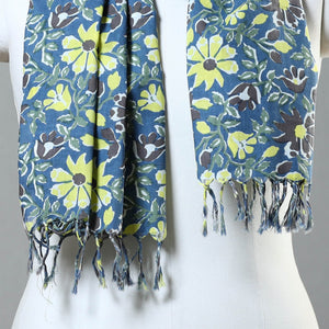 Blue - Block Printed Cotton Sanganeri Stole 32