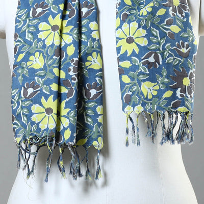 Blue - Block Printed Cotton Sanganeri Stole 32