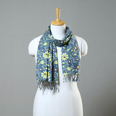 Blue - Block Printed Cotton Sanganeri Stole 32