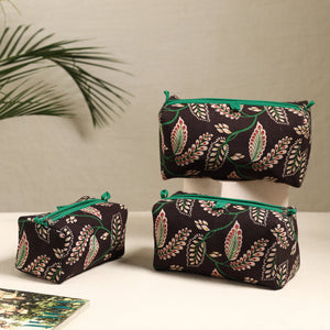 Black - Handmade Cotton Toiletry Bags (Set of 3) 126