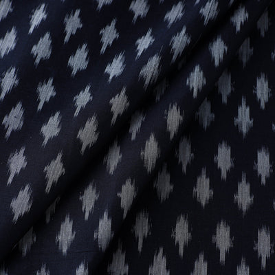 Black - Mercerised Cotton Pochampally Ikat Fabric 07