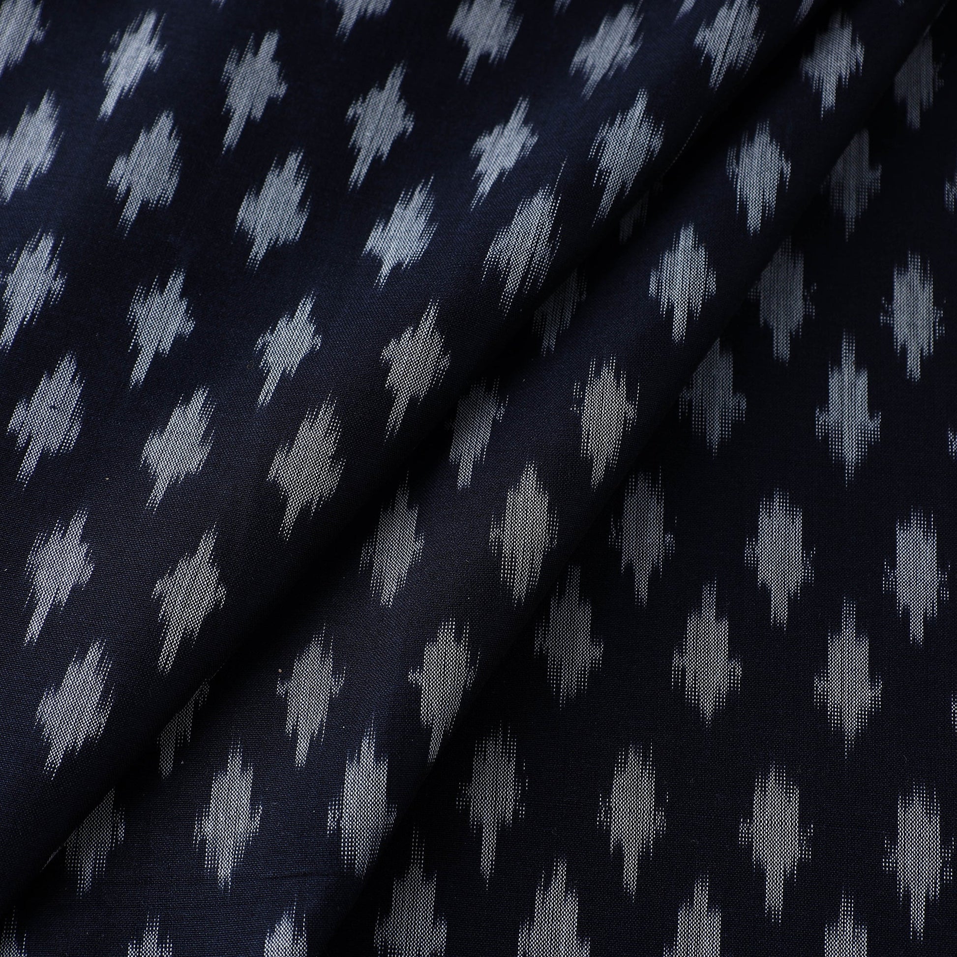 Black - Mercerised Cotton Pochampally Ikat Fabric 07