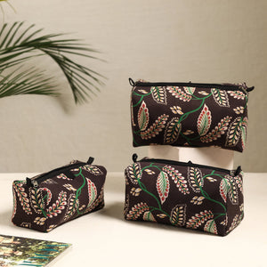 Brown - Handmade Cotton Toiletry Bags (Set of 3) 127