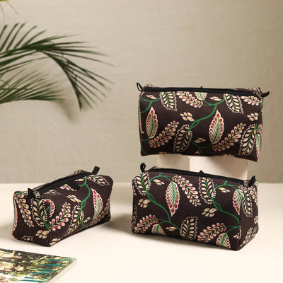 Brown - Handmade Cotton Toiletry Bags (Set of 3) 127