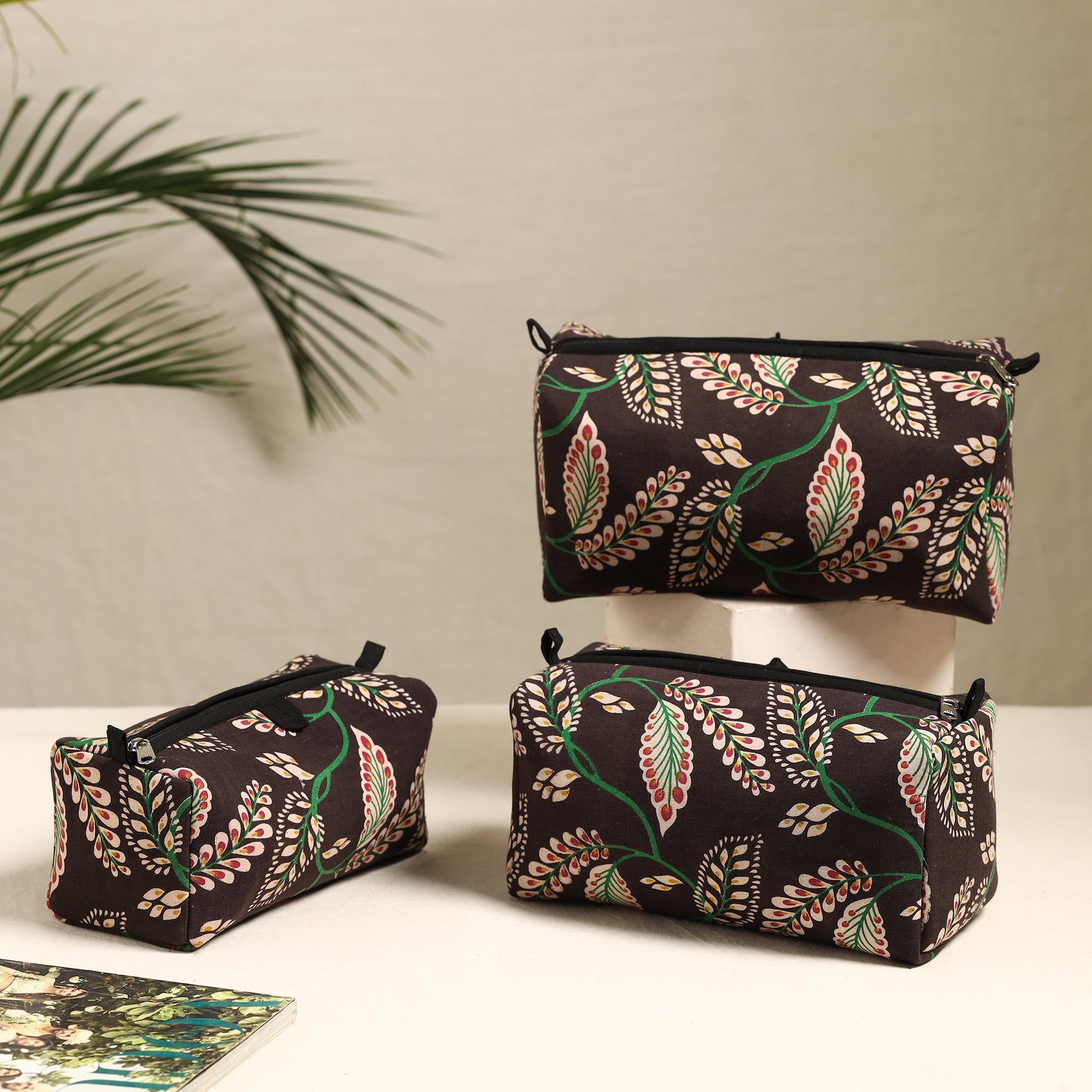 Brown - Handmade Cotton Toiletry Bags (Set of 3) 127