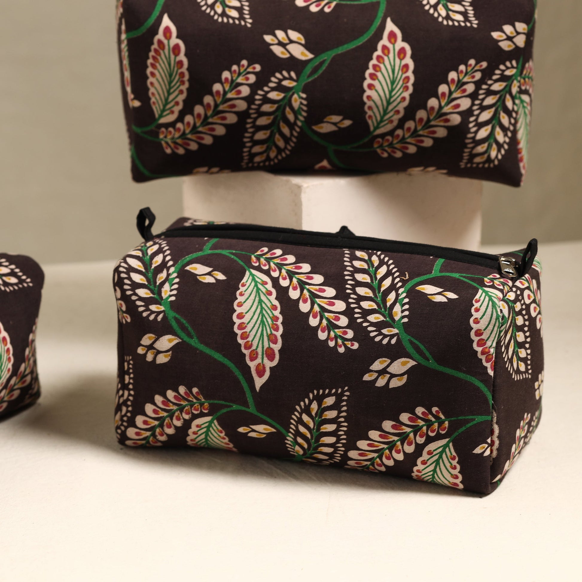 Brown - Handmade Cotton Toiletry Bags (Set of 3) 127