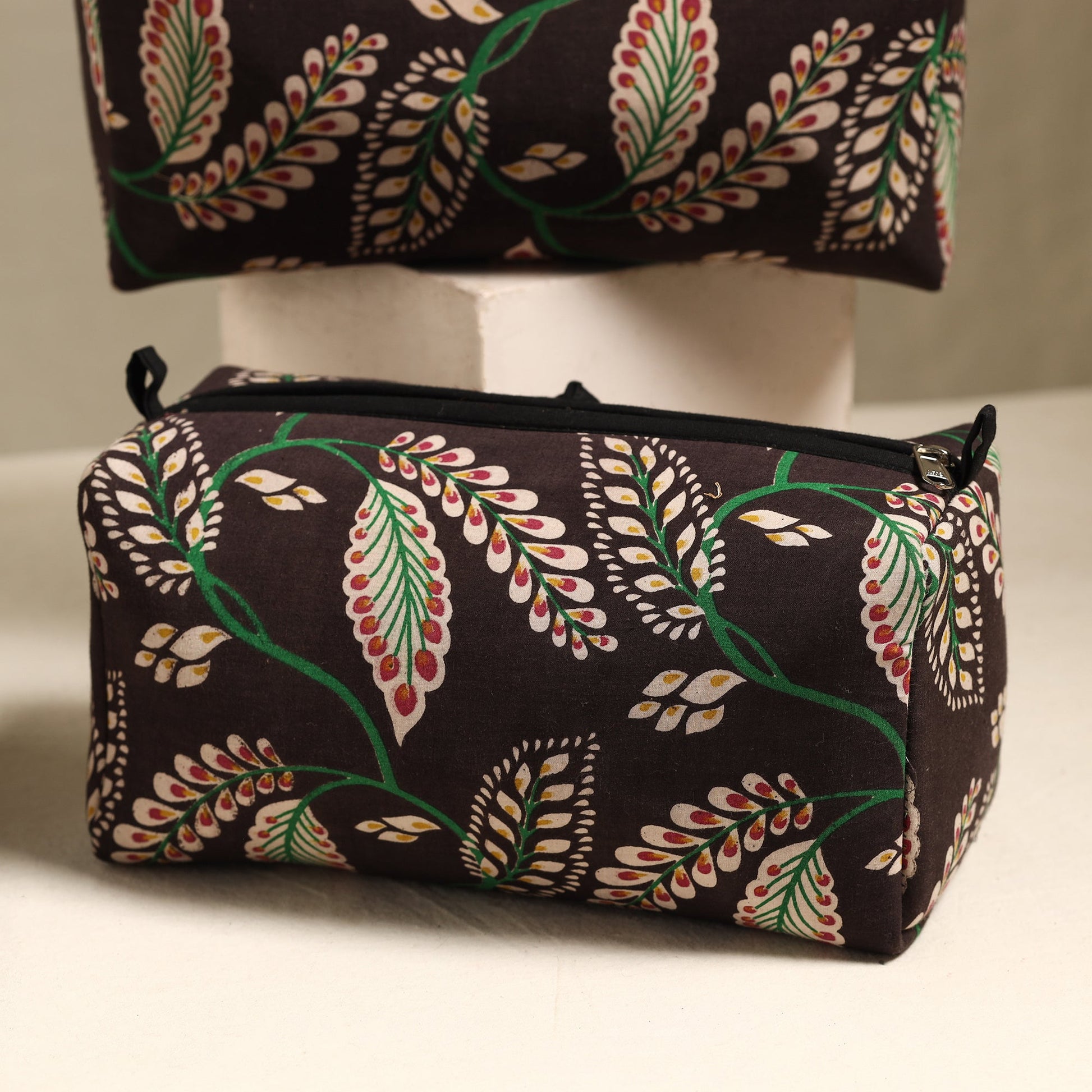 Brown - Handmade Cotton Toiletry Bags (Set of 3) 127