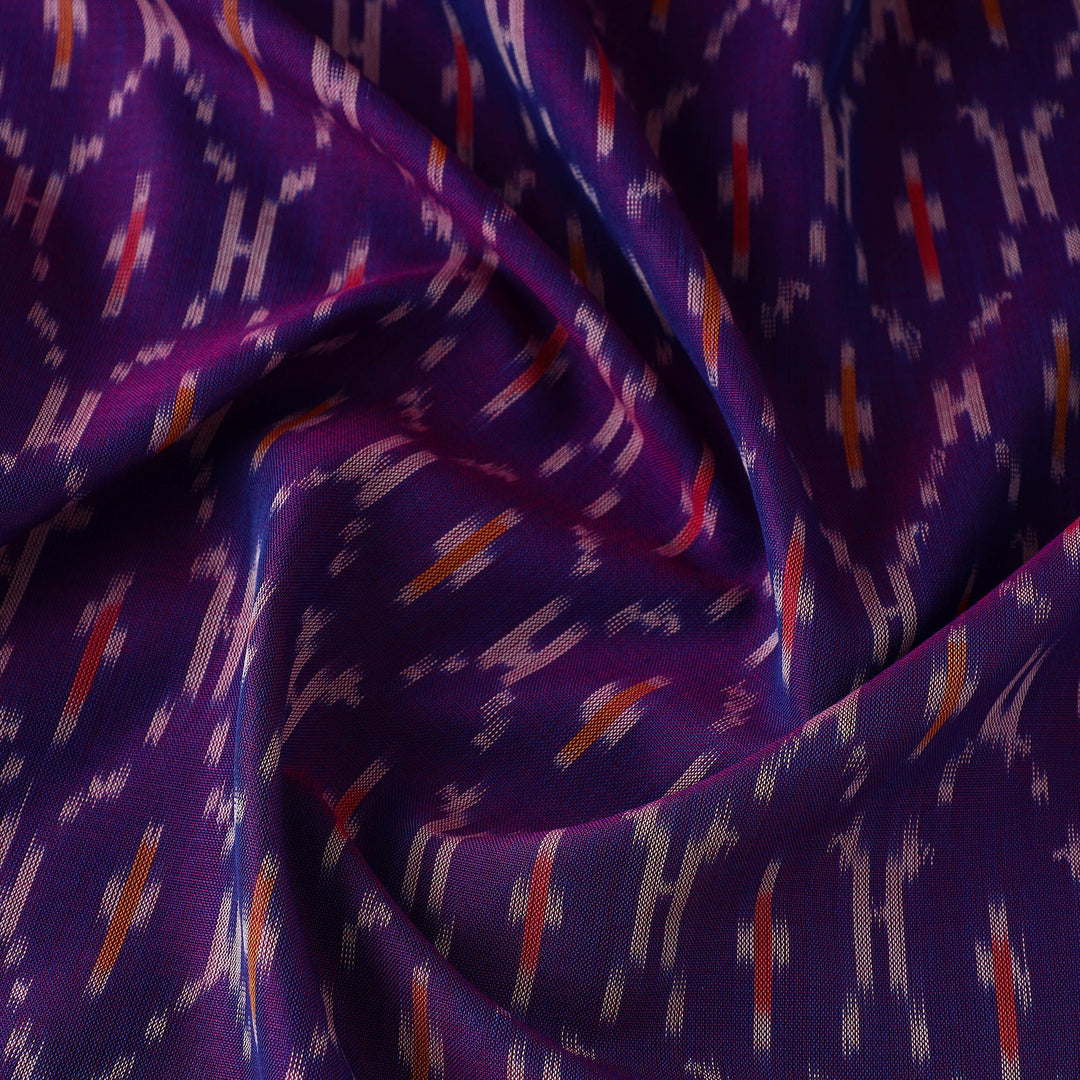 Purple - Mercerised Cotton Pochampally Ikat Fabric 13