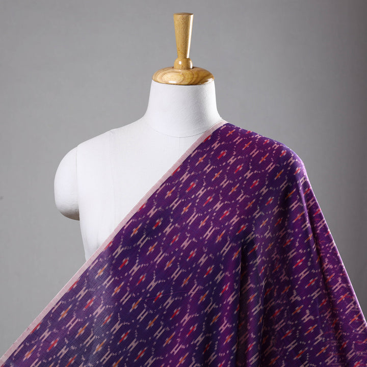 Purple - Mercerised Cotton Pochampally Ikat Fabric 13