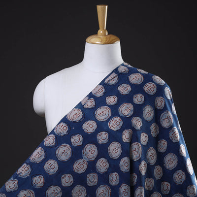 Blue - Bindaas Block Printed Natural Dyed Cotton Fabric 05
