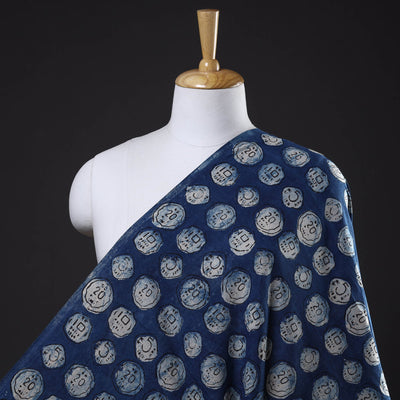 Blue - Bindaas Block Printed Cotton Natural Dyed Fabric 07