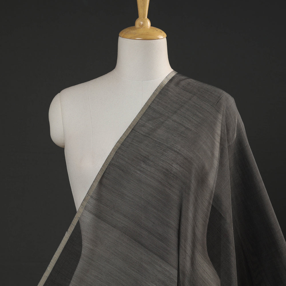 Black - Maheshwari Silk Cotton Pure Handloom Fabric