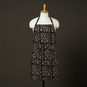 Black - Bagru Block Print Cotton Apron with Pocket 08