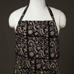Black - Bagru Block Print Cotton Apron with Pocket 08