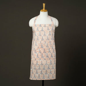 Beige - Sanganeri Block Print Cotton Apron with Pocket 10