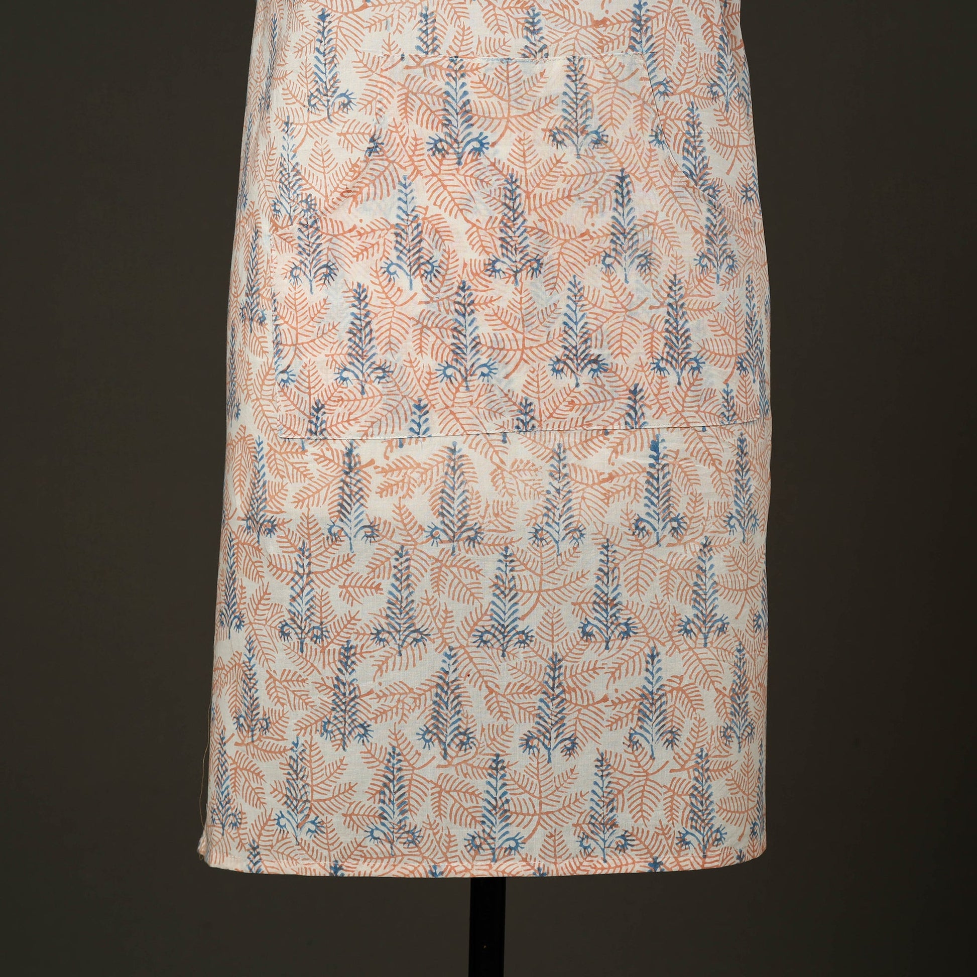 Beige - Sanganeri Block Print Cotton Apron with Pocket 10