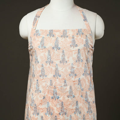 Beige - Sanganeri Block Print Cotton Apron with Pocket 10