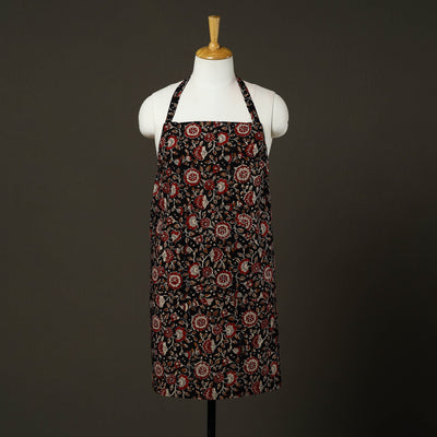 Black - Bagru Block Print Cotton Apron with Pocket 13