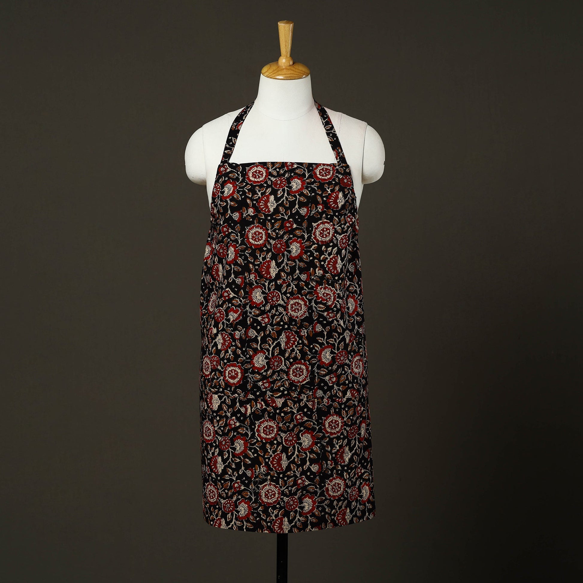 Black - Bagru Block Print Cotton Apron with Pocket 13