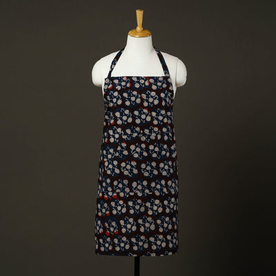 Black - Bagru Block Print Cotton Apron with Pocket 15
