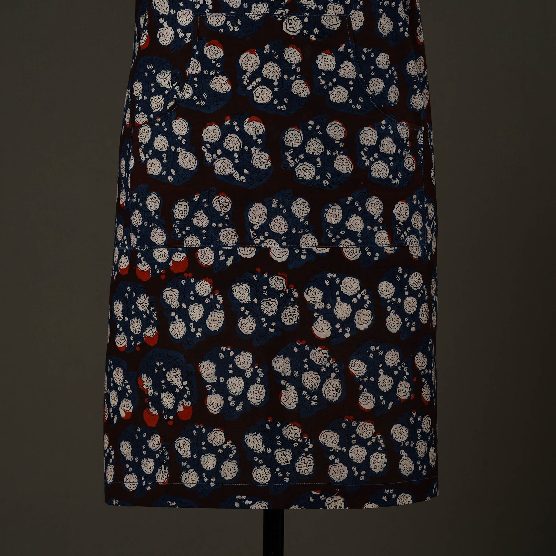 Black - Bagru Block Print Cotton Apron with Pocket 15