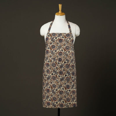 Beige - Bagru Block Print Cotton Apron with Pocket 16