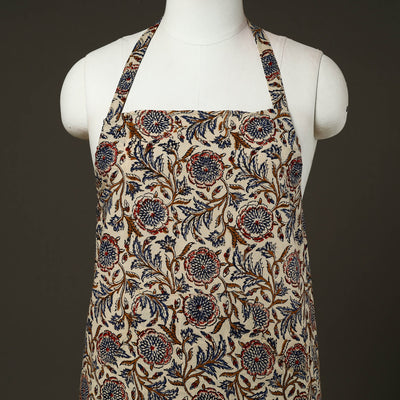 Beige - Bagru Block Print Cotton Apron with Pocket 16