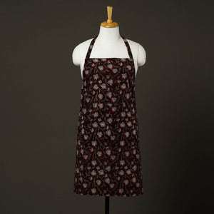 Brown - Bagru Block Print Cotton Apron with Pocket 21