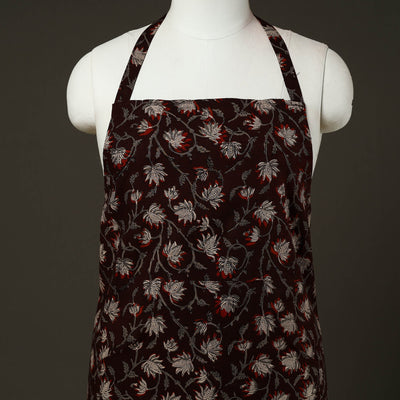 Brown - Bagru Block Print Cotton Apron with Pocket 21
