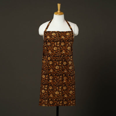 Brown - Bagru Block Print Cotton Apron with Pocket 22