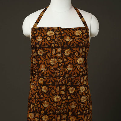 Brown - Bagru Block Print Cotton Apron with Pocket 22