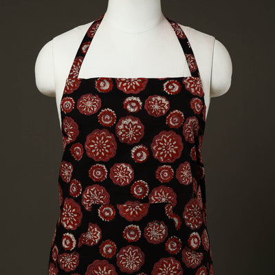 Black - Bagru Block Print Cotton Apron with Pocket 23