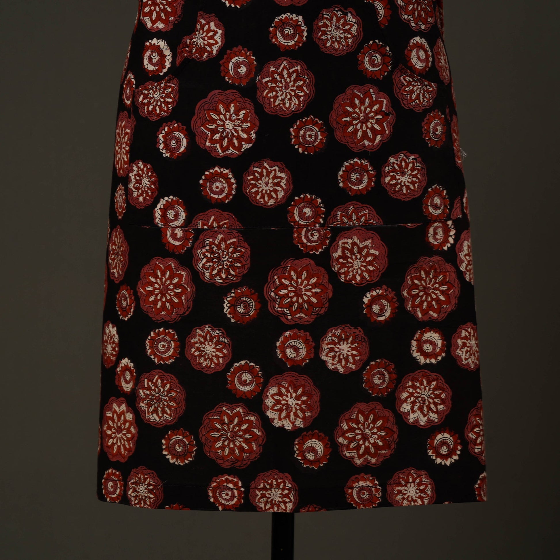 Black - Bagru Block Print Cotton Apron with Pocket 23