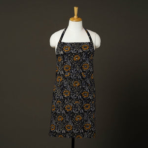 Black - Bagru Block Print Cotton Apron with Pocket 24