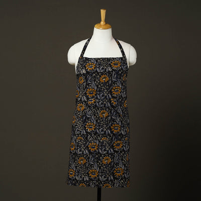 Black - Bagru Block Print Cotton Apron with Pocket 24