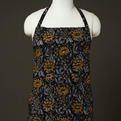Black - Bagru Block Print Cotton Apron with Pocket 24