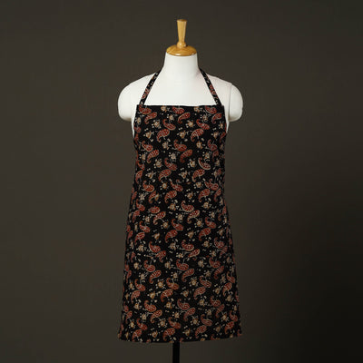 Black - Bagru Block Print Cotton Apron with Pocket 26