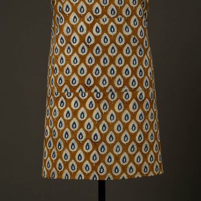 Brown - Bagru Block Print Cotton Apron with Pocket 28