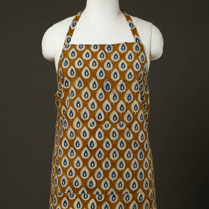 Brown - Bagru Block Print Cotton Apron with Pocket 28