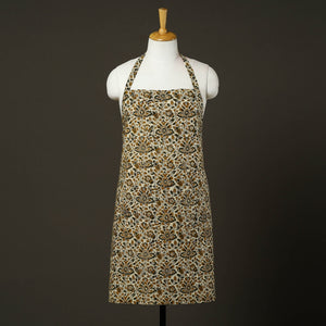 Beige - Bagru Block Print Cotton Apron with Pocket 30