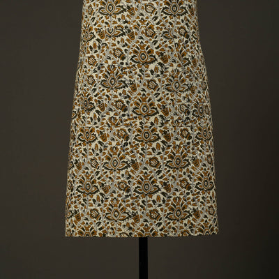 Beige - Bagru Block Print Cotton Apron with Pocket 30