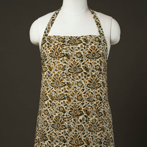 Beige - Bagru Block Print Cotton Apron with Pocket 30