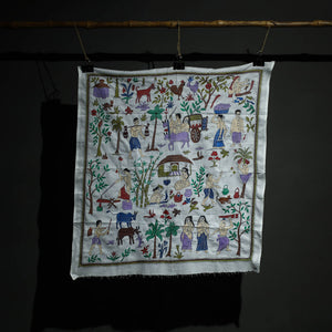 Bengal Kantha Hand Embroidery Cotton Wall Hanging (35 x 38 in)