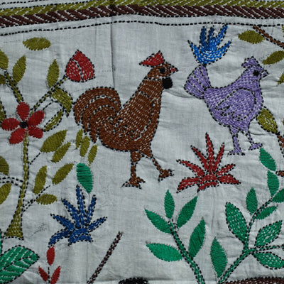 Bengal Kantha Hand Embroidery Cotton Wall Hanging (35 x 38 in)