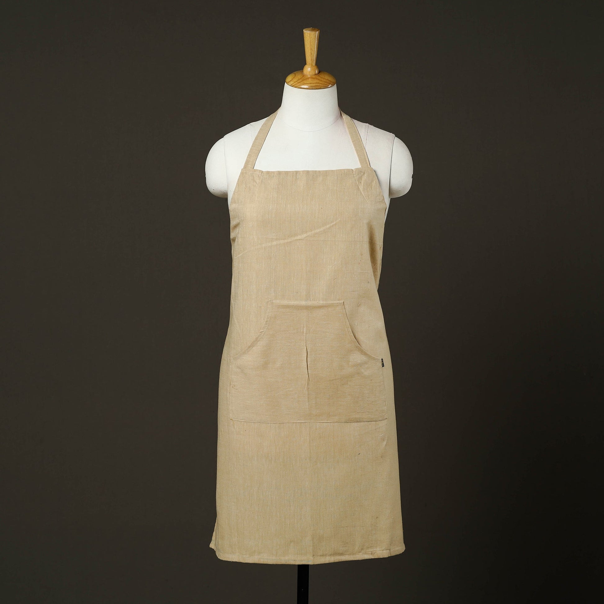 Beige - Jhiri Handloom Cotton Apron with Pocket 35