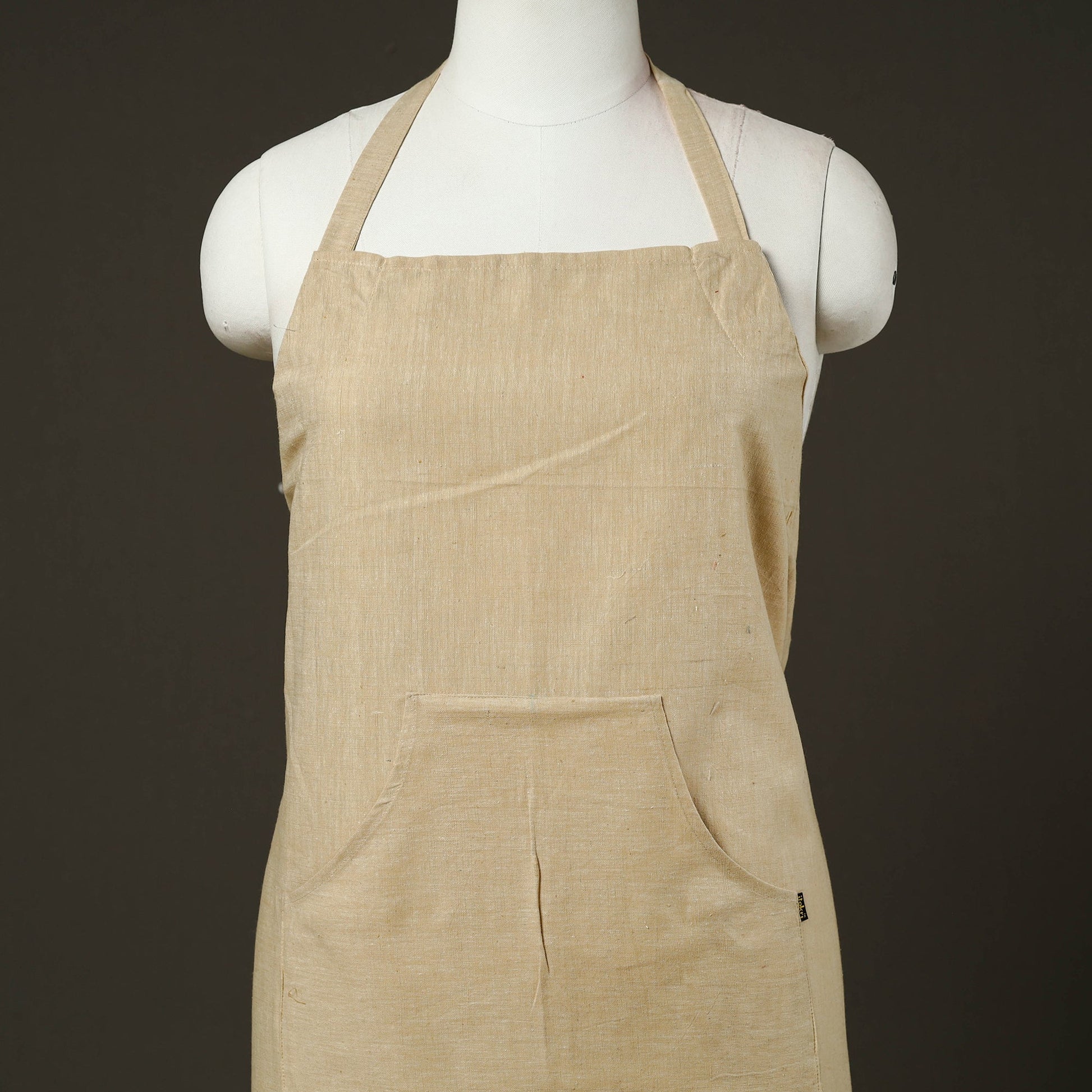Beige - Jhiri Handloom Cotton Apron with Pocket 35